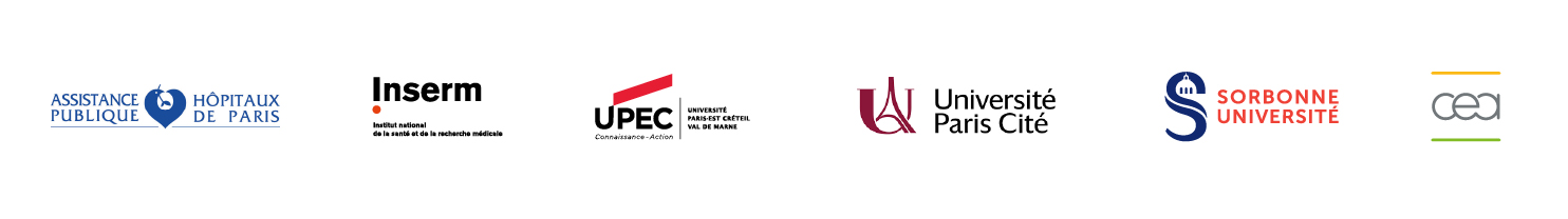 Les logos des membres Fondateurs : AP-HP, Inserm, UPEC, Université Pari Cité, Sorbonne Université, CEA