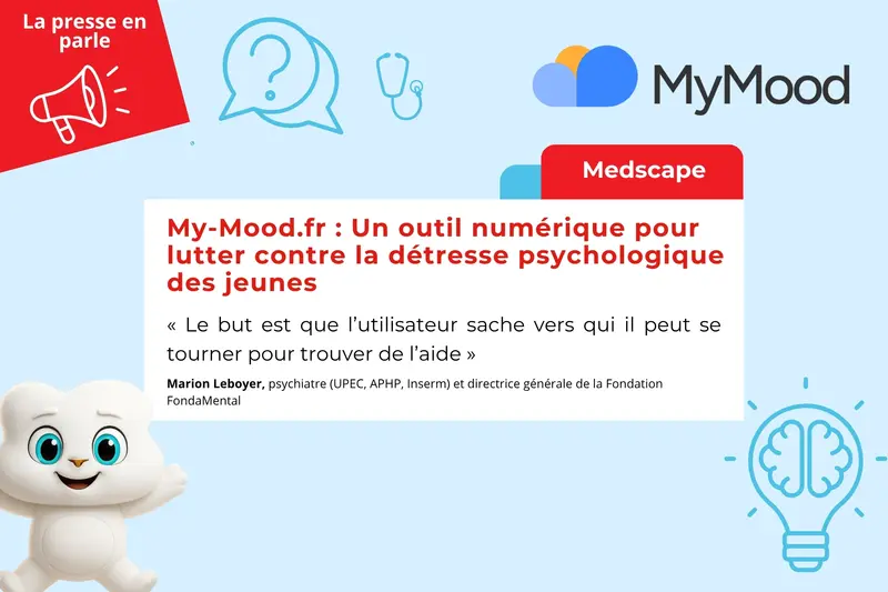 Medscape | MyMood : Un outil numérique pour lutter contre la détresse psychologique des jeunes Vignette la presse en parle : Medscape | MyMood : Un outil numérique pour lutter contre la détresse psychologique des jeunes